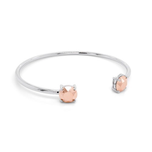 Round Stone Bangle Bracelet Rose Gold