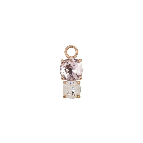 Single Earring Charm Double Vintage Rose and Crystal