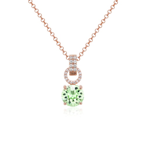 Charm Necklace set Rosé Gold-plated Peridot