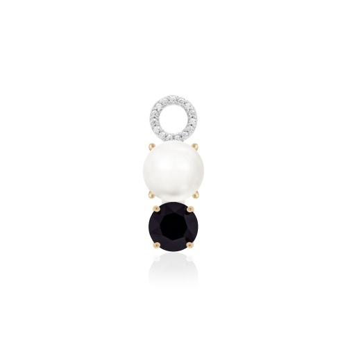 Bold Freshwater Pearl Drop necklace charm Rhodium/Yellow gold-plated Jet