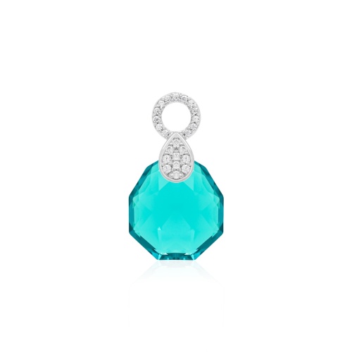 Large Pear Drop Necklace Charm Blue Zircon