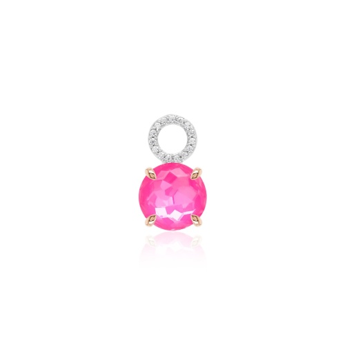 Sparkling Electric Necklace Charm Pink Rose gold-plated prongs