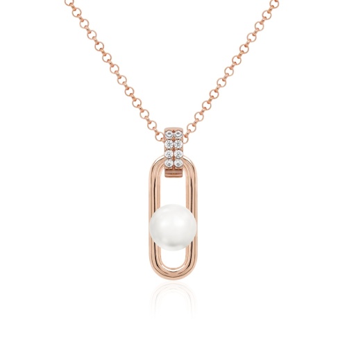 Fabulous Pearl Link Necklace Rose-gold plated