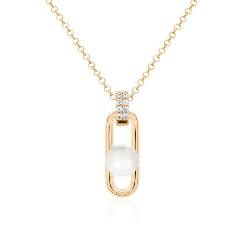 Fabulous Pearl Link Necklace Yellow-gold plated