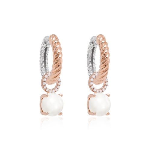 Sparkling Freshwater Pearl Two-sided Knoty base earring set