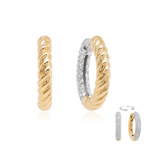 Knotty Two-sided Base earrings Rhodium/Yellow-gold plated