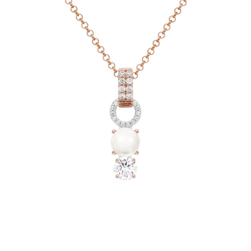 Rodžiu/rožiniu auksu dengtas Crystal Freshwater Pearl Drop vėrinys