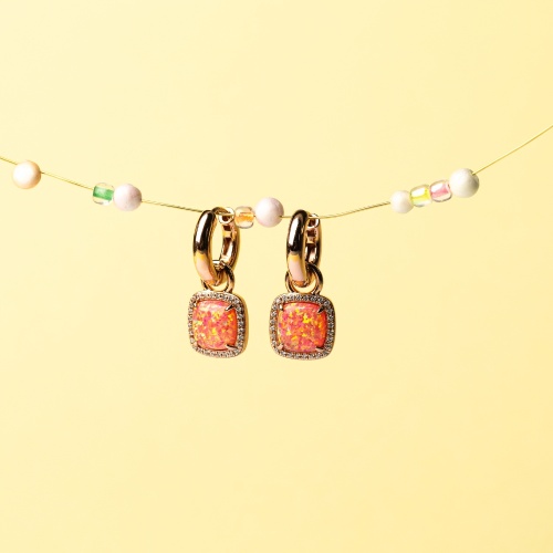 Fancy Opal & Pure Classic Earring Set Salmon Pink