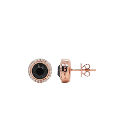 Stud earrings Jet Rose gold-plated