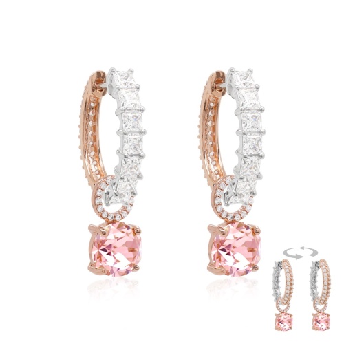 Round stone charm two-sided earrings Light Rose Ignite