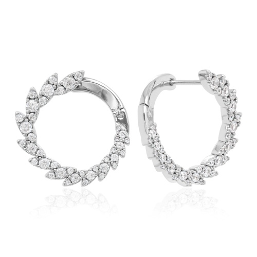 Crystal Front-to-back Hop Earrings Rhodium plated