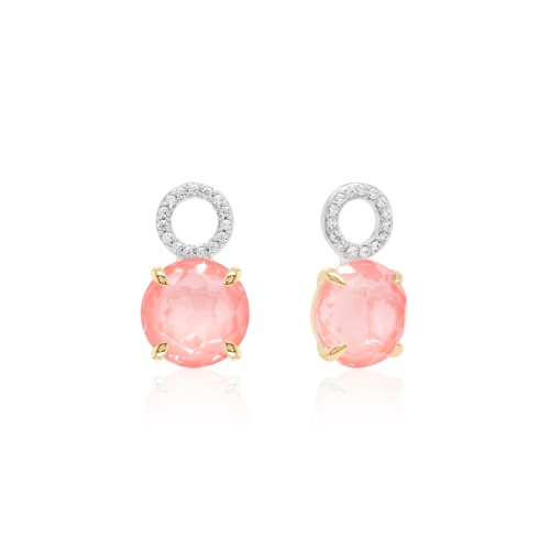 Sparkling Milky Charms Yellow gold-plated Prongs Flamingo Ignite