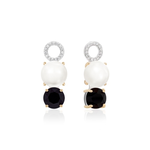 Bold Freshwater Pearl Drop charms Rhodium/Yellow gold-plated Jet