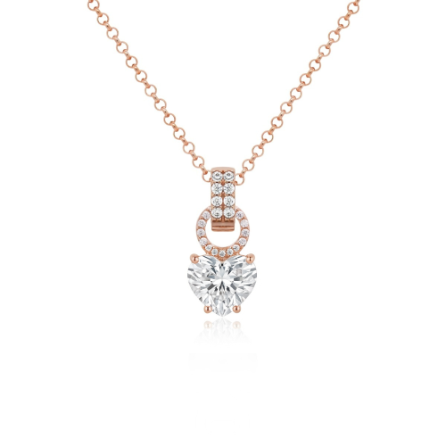 Forever Heart Charm Necklace Set Rosé Gold-Plated Crystal