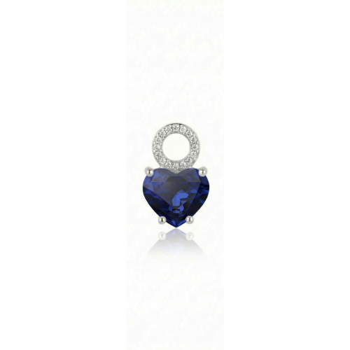 Forever Heart Single Charm Rhodium Plated Dark Sapphire