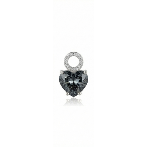 Forever Heart Single Charm Rhodium Plated Silver Night