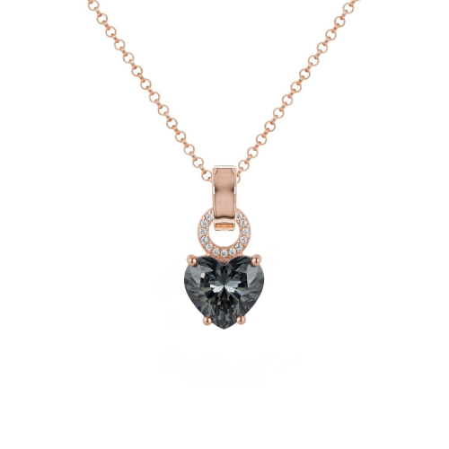 Forever Heart Charm Necklace Set Rosé Gold-Plated Silver Night