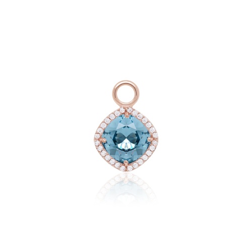 Fancy Stone Necklace Charm Rose gold-plated Denim Blue