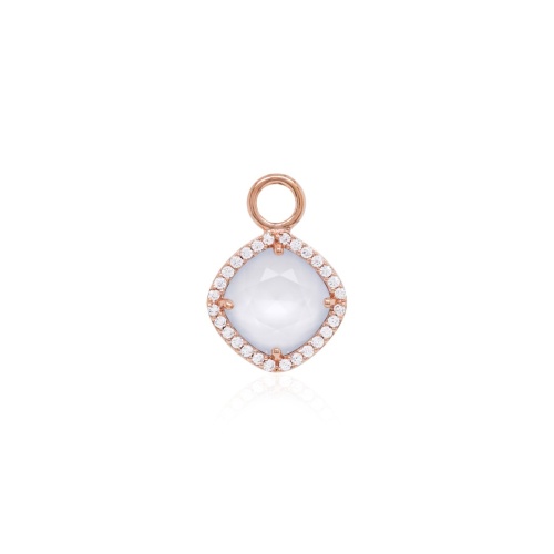 Fancy Stone Charm Powder Blue Rose Gold-plated