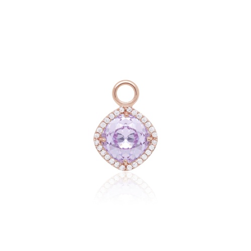 Fancy Stone Necklace Charm Rose gold-plated Violet