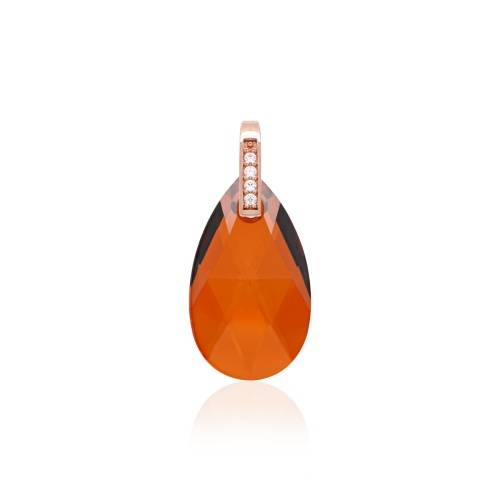 Crystal Teardrop Pendant Smoky Amber