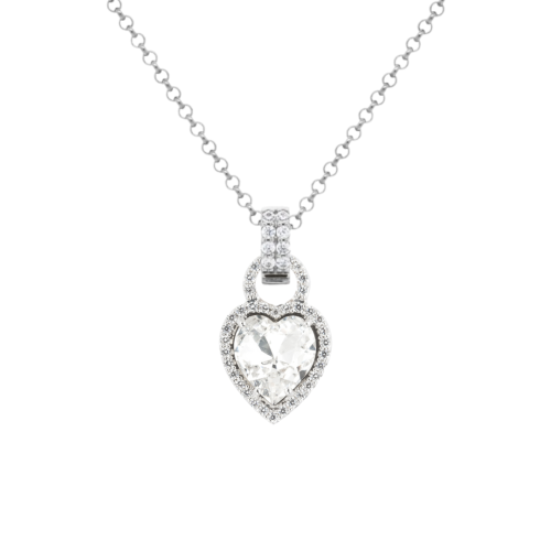 Crystal Heart Charm Necklace Set 