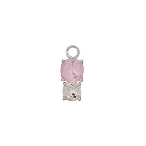 Single Earring Charm Double Rose Water Opal and Crystal
