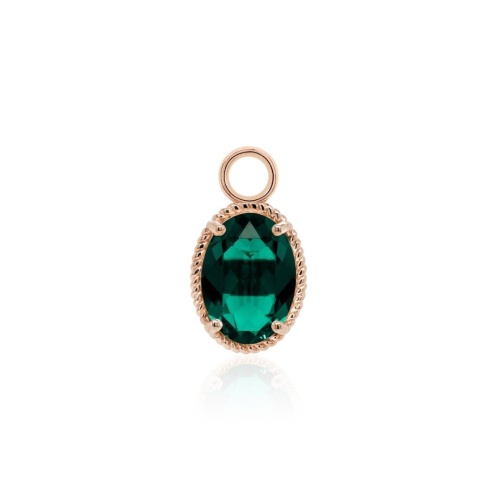 Oval Fancy Stone Emerald Ignite Sinlge Charm Rose gold-plated