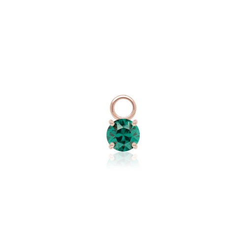 Mini Necklace Charm Rose gold-plated Emerald