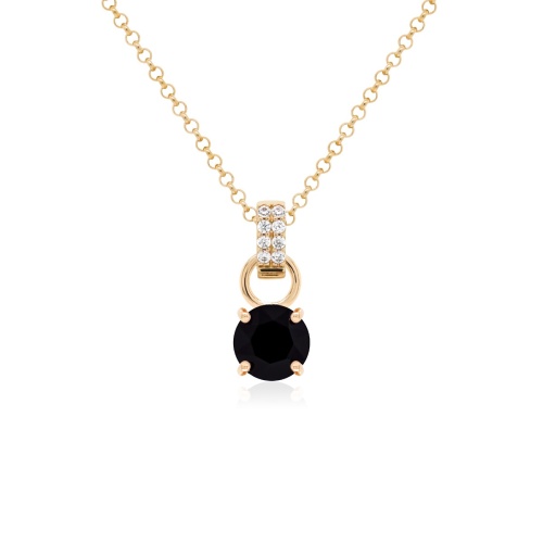 Mini Charm Necklace Set Yellow gold-plated Jet