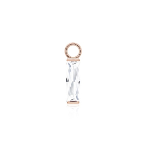 Princess Baguette Single Charm Crystal Rose Gold-plated