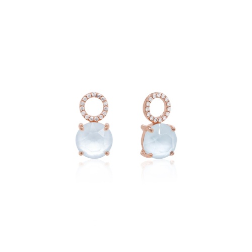 Round Stone Earring charms Rose gold-plated Powder Blue