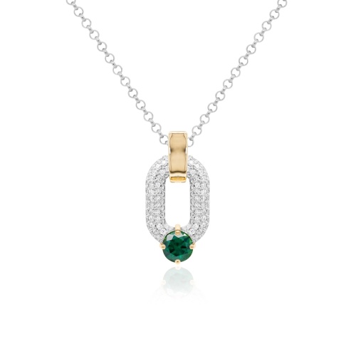 Oval Drop Link Necklace Set Green