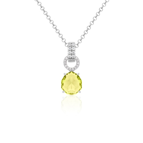 Sparkling Drop Necklace Set Rhodium plated Citrus Green