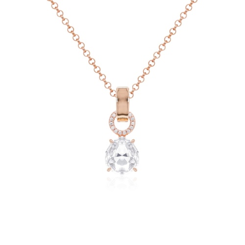 Drop Charm Necklace Set rose gold plated Crystal
