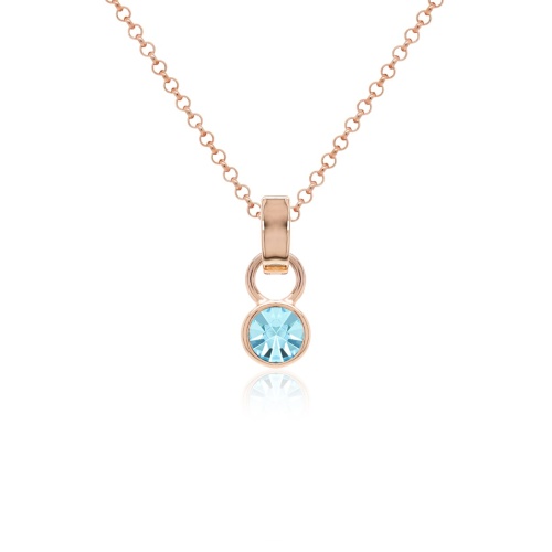Round Frame Mini Necklace Set Rose gold-plated Aquamarine Bohemica