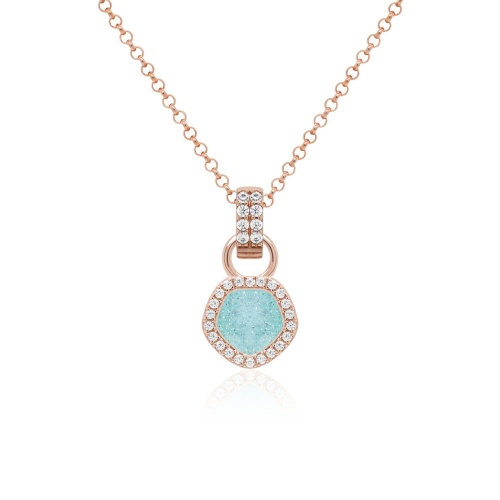 Sparkling Laguna Enamel Necklace Set Rose Gold Plated  