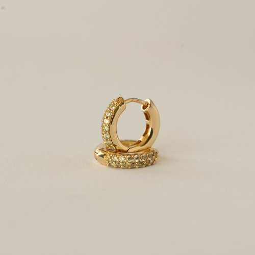 Classic Base earrings yellow gold plated Lt Green Zirconia