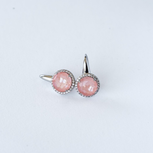 Hook Earrings with Crystals rhodium plated Peach