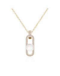 Fabulous Sparkling Pearl Link Necklace Yellow-gold plated