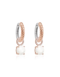 Sparkling Freshwater Pearl Two-sided Knoty base earring set