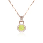 Sparkling Lime Enamel Necklace Set Rose Gold Plated  