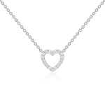 Petite Pavé Heart Necklace Rhodium plated