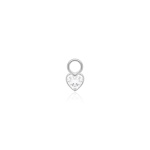 Zirconia Petite Heart Necklace Charm Rhodium gold-plated