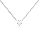 Zirconia Petite Heart necklace Rhodium gold-plated