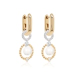 Link & Sparkling Bubbly Pearl Earring set Rhodium/Yellow gold plated