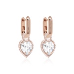 Crystal Heart Charm Link Earrings rose gold-plated