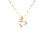 Pearl Crystal charm necklace Yellow gold plated