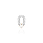 Oval Drop Link Necklace Charm Freshwater Pearl