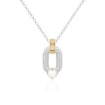 Oval Drop Link Necklace Set Freshwater Pearl